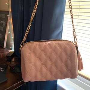 Small Light Pink faux leather barrel bag PURSE